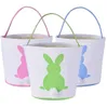 4 Colors 2019 New Easter Rabbit Basket Easter Bunny Bags Rabbit Printed Canvas Tote Bag Egg Candies Baskets