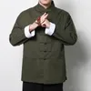 Китайский стиль хлопок тай чи топ мужчины с длинным рукавом тан куртка пиджаки китайская традиционная одежда весна ушу кунг-фу рубашка