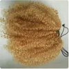 16 inch Paardenstaart Clip in Hair Extensions Trekkoord Afro Kinky Krullend Menselijk Haar Paardenstaart Haarstuk Aardbei Blonde 27