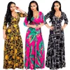 Femmes Bohemian Robes 13styles Floral Holiday Beach Maxi Longueur du sol Sexy Vêtements d'été Lady Plus Taille Taille V-Col V Robe LJJ-AA2471