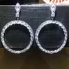 Fashion Hollow Drop Hoop Earring 5a Zircon CZ Diamond 925 STERLING Silver Engagement Mariage Boucles d'oreilles pour femmes Bridal Jewe289i