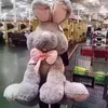 DorimyTrader Mooie Giant Soft Anime Bunny Pluche Speelgoed Gevulde Dieren Konijnen Doll Grijze Verjaardag Kerstcadeaus voor kinderen 100cm DY61648