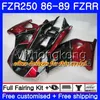 Lichaam voor YAMAHA FZRR FZR 250R FZR250 FZR250R 86 87 88 89 249HM.18 FZR250RR FZR-250 FZR 250 1986 1987 1988 1989 Stock White Red Backings Kit