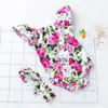 Pasgeboren babymeisje kleren baby romper met hoofdband kinderen designer kleding meisjes bloemen romper voor enfant ruches mouw valentines6033557