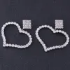 Wholesale- fashion luxury designer glittering full rhinestone diamond lovely cute sweet heart pendant stud earrings for women