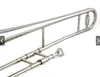 Alto Trombone Brass Silver Plated BB Tone B Flat Vindinstrument med Cupronickel Mouthpiece Cleaning Stick Case