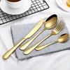 4 Pcs/Set Stainless Steel Cutlery Gold/Black/Mix colors/Blue/Silver Plated Dinnerware Knife Fork Spoon Kit SN3091