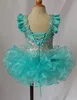 Cupcake criança para pequena colher frisado arco verde espaguete rendas até organza vestidos de baile meninas pageant vestidos glitz crianças formal 322