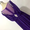 2020 purple bridesmaids dresses Beading Crystal Pleated V-neck Prom Evening Dress With Wraps Long Formal Wedding Guest Dress Maid Of Honor