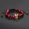 Crown Bracelets Fashion Crown Cz Zircon Bracelet Women Men With 8mm Cut Faceted Tiger Eye Stone Beads