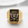 Mode retro guldfärg lejon ring för män vintage rostfritt stål djur finger ring punk rock stil smycken anel masculino9580535