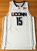 Maillot Kemba Walker # 15 UCONN Huskies Maillot de basket-ball cousu chaud S-XXL Bleu marine Blanc Livraison gratuite