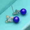 Dame à la mode boucles d'oreilles en argent 925 avec perle d'eau douce cadeau de perle de charme DIY (29 sortes de couleurs de perles disponibles)