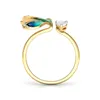 Fantasie Blaue Schmetterlingsflügel Gold Offene Fingerringe Charms Schmuck Mode Einstellbare Strass Party Ringe Für Women280H