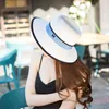 Femmes Sexy décontracté été large bord chapeaux mignon soleil casquettes femme chapeau de paille rayé imprimé chapeaux