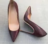 Vente chaude-photo réelle luxura en cuir véritable mode femmes dame bordeaux en cuir verni bout pointu chaussures à talons hauts 12cm 10cm 8cm