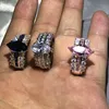 Heißer Verkauf Luxus blau Marquise Cut 3 Karat simuliert Diamant Ehering für Frauen haben S925 Logo echte 925 Silber Ringe Finger