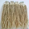 Blonde Brazilian Bair Tape in human hair extensions kinky curly 10-24" 200g 80pcs Loose curly Apply Tape Adhesive Skin Weft Hair