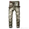 Mode Casual Hole Jeans för män Hip Hop Biker Jeans Vanliga raka jeans Röda Plus storlek 29-42
