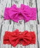 20 färger baby Big Lace Bow pannband flickor Söt båge hårband spädbarn härlig headwrap barn bowknot elastisk spets pannband m2021302286