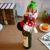 Noël noël bouteille de vin housse dessin animé Santa bonhomme de neige poupées jouet décorations de noël décor à la maison Festiva vacances