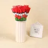 30 Pièces simulation Rose Flower Single Roses Red Cartoon Bear avec un autocollant coeur Saint Valentin Gift Mothers Day GIF2224308