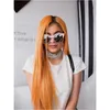 Long Kylie Jenner Style Orange Color Brazilian Full Spets Front Wig Ombre Synthetic peruk med naturlig hårfäste afrikansk kvinnor peruk