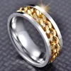 Rostfritt stål 8mm ringar för män Center Chain Spinner Ring Black Blue Gold Silver Size 6-13