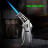 Torch Lighter Creative Cigar Lighter With Fire Lock For BBQ Candle Baking Inflatable Storm Wind Blue Flame Smoking Accessories