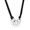 Mode smycken 925 Silver Handcuff Les Menottes Pendant Necklace med justerbart rep för män Kvinnor Frankrike Bijoux Collier Gift270y