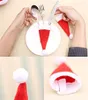 Christmas Santa Claus Hat Decoration For Knife And Fork Set Beer Bottle Wrap Hat Candy Gift Bag For Wedding Party Festival