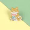 Мультфильм Cat Milk Tea Броши Симпатичные животные Пить чай с молоком Эмаль Pins рюкзак сумка Button знак ювелирных изделий подарок малышей