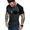 hirigin jogger casual t shirt mens tee short sleeve slim fit gym elastic summer muscle tops shirts