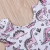 Abiti da bambina Abiti da bambina stampati con dinosauro di cartone animato Abito da principessa con maniche volanti INS Abbigliamento per bambini Abbigliamento estivo per bambini DHW3507