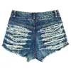 Women's Vintage High Waist Rough Cutting Back Cut-out Skinny Hot Denim Shorts Fashion Short Jeans Sexy Ripped Hollow-out DJ Punk Clubwear