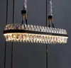 Modern LED kitchen chandelier rectangular crystal chandelier modern designer creative leather dining room lamp MYY