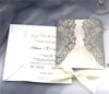 Rose Gold Glitter Laser Cut bröllopinbjudan med båge och ihålig glittrande kuvert laser klippa inbjudningskort för bröllopsfest examen