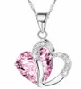 Women Fashion Heart Crystal Rhinestone Silver Chain Pendant Necklace Jewelry Accessories Party Favor 10 Colors RRA2822