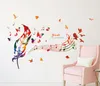 Musikanmärkning färgglad fjäderväggdekaler fjärilsmönster Song of Birds Citat Wall Sticker DIY Hemdekoration Wallpaper Art D2250817