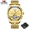 Top Luxury Brand Tevise Automatic Men Watch en acier inoxydable Tourbillon Calendrier mécanique Wristwatch Men Business Clock2590