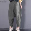 ZANZEA 2019 Vintage donna pantaloni harem a righe Plus Size Lady Baggy pantaloni lunghi femminile casual elastico in vita pantaloni di rapa V191021