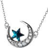 925 Sterling Silver Blue Crystal Crescent Moon Star Netlace for Lady Women Fashion Jewelry China Product7227807