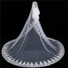 2019魅力的なブライダルベールズ大聖堂の長さの長さのアップリケ櫛の花嫁の結婚式のベールズぼんやりと顔のヘアアクセサリーVelo Vestido de Novia