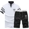 Men Sweat Suits Brand Clothing Casual Suit Men Summer Sets Tracksuits Stand Collars Streetwar Tops Tees +Shorts Fashion Mens Set Trend S-4XL