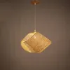 Sydöstra Asien kreativa hänge ljus Kinesisk klassisk hand stickad bambu hanglamp armatur suspension loft konst hängande lampa