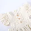 Crianças meninas princesa vestido bebê manga voador florral plissado uma linha vestidos verão praia vestido de algodão infantil M1723