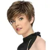 Gratis frakt Fashion Short Straight Färgglada Blondbränna Syntetisk Wig Fulll Wigs Toppkvalitet Paryk