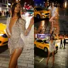 Sexy Mini Prom Dresses Deep V Neck Lace Beads Tassel Illusion Long Sleeve Evening Dress Party Wear Custom Made Cocktail Gowns Pants