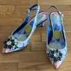 Hot koop-Nieuwe schapenvacht print hoge hakken water boor bloem puntige dunne-hakken stiletto hiel damesschoenen ondiepe roze trouwschoenen