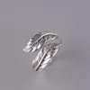 Real 925 Sterling Silver Vintage Leaf Open Stacking Rings for Women Men Couples Gift Cool Punk Fashion Jewelry Anillos